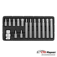 Биты TORX SECURITY 30 и 75 мм c переходником 1/2 Т25-Т55 Yato (YT-0417)