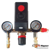 Прессостат в сборе (прессостат, редуктор, 2 манометра, предох.) Intertool (PT-9094)