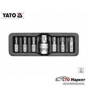 Биты TORX SECURITY 30 мм c переходником 1/2 Т25-Т55 Yato (YT-0416)